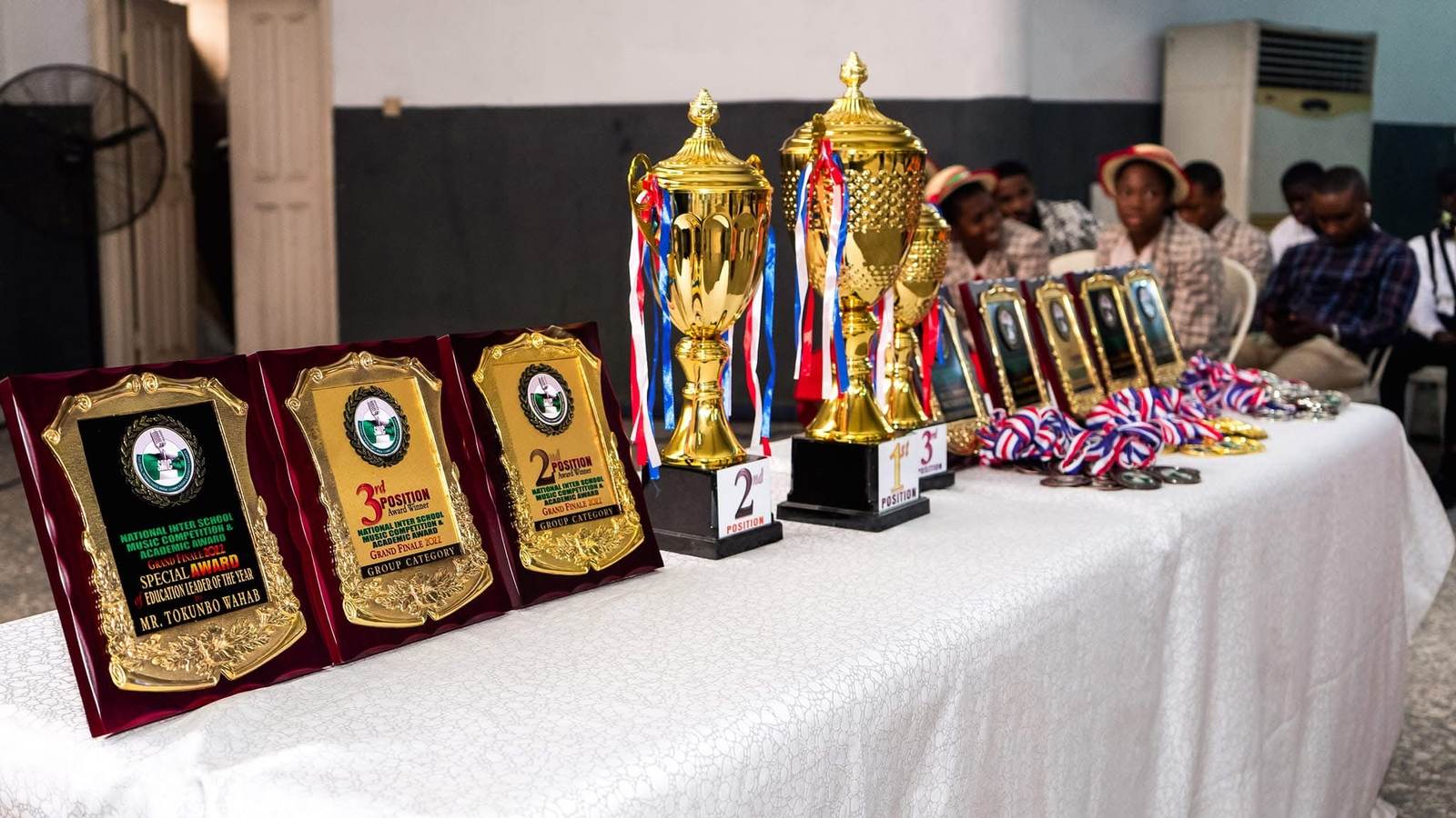 Award plaques and trophies at a NISMCAA event