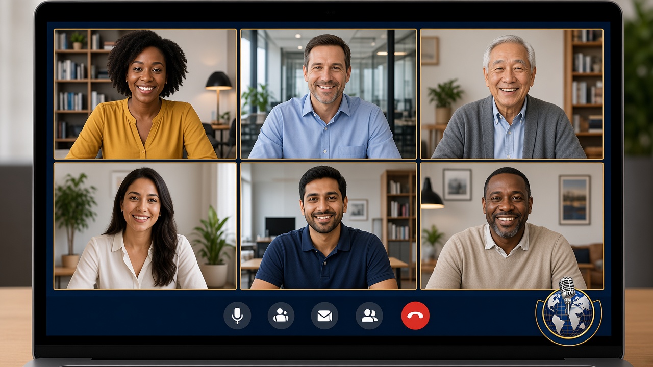 Team in a virtual video meeting